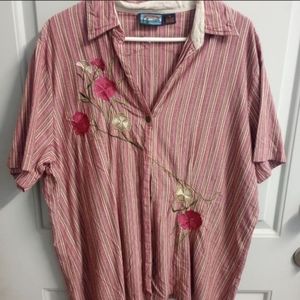 Pink flower button up shirt